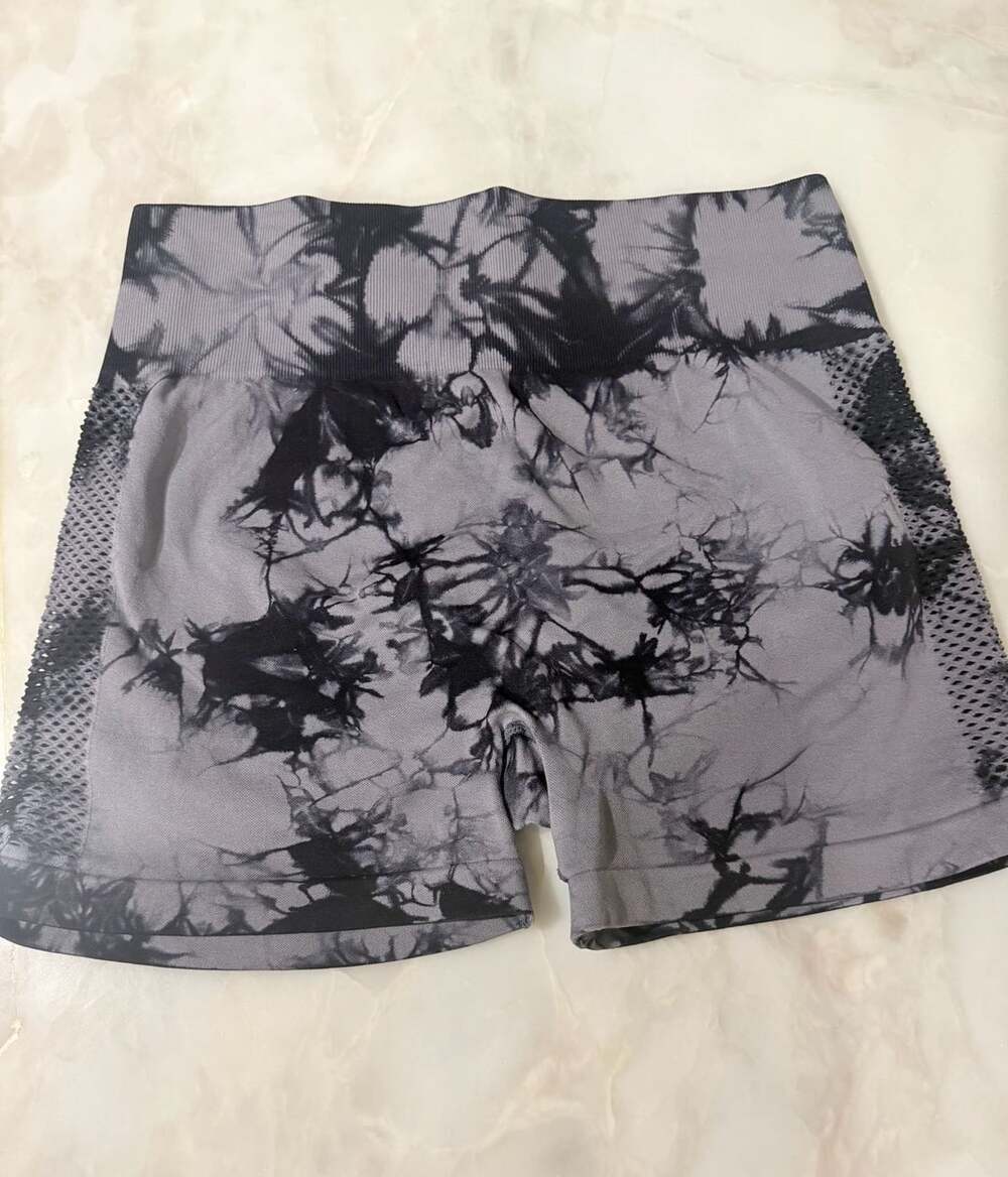 Tie Dye Biker Shorts Size L Grey Black Athletic